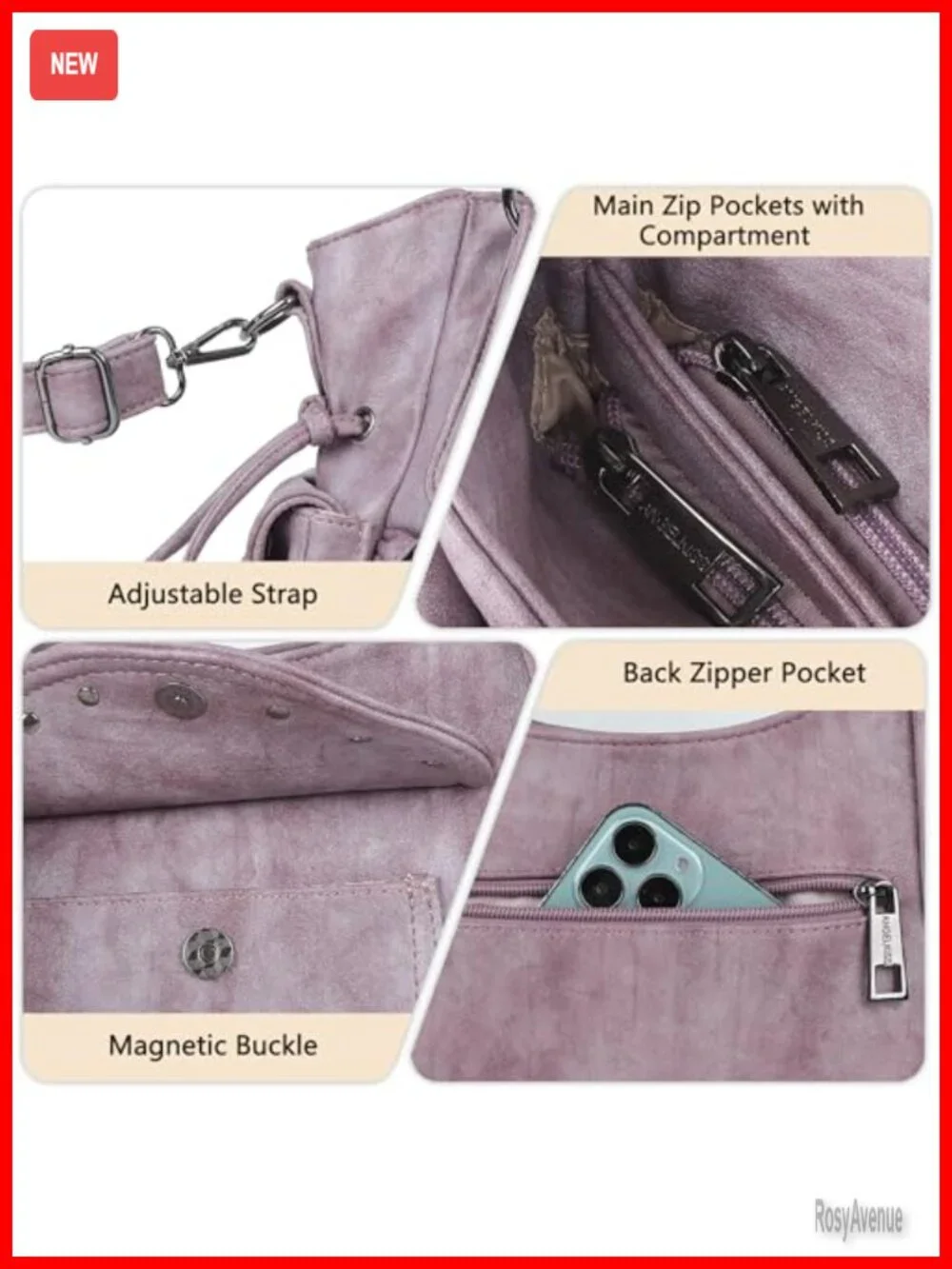 Retro Washed Vegan Leather Hobo Bag for Women - Roomy Soft Satchel with